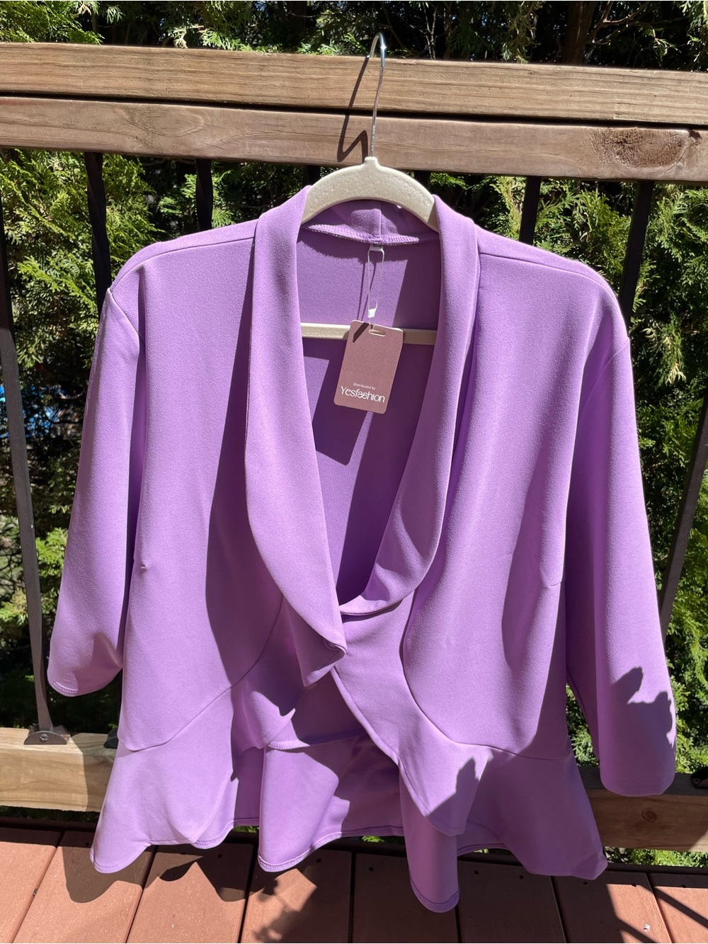 Lavender Draped Peplum Blazer 2XL